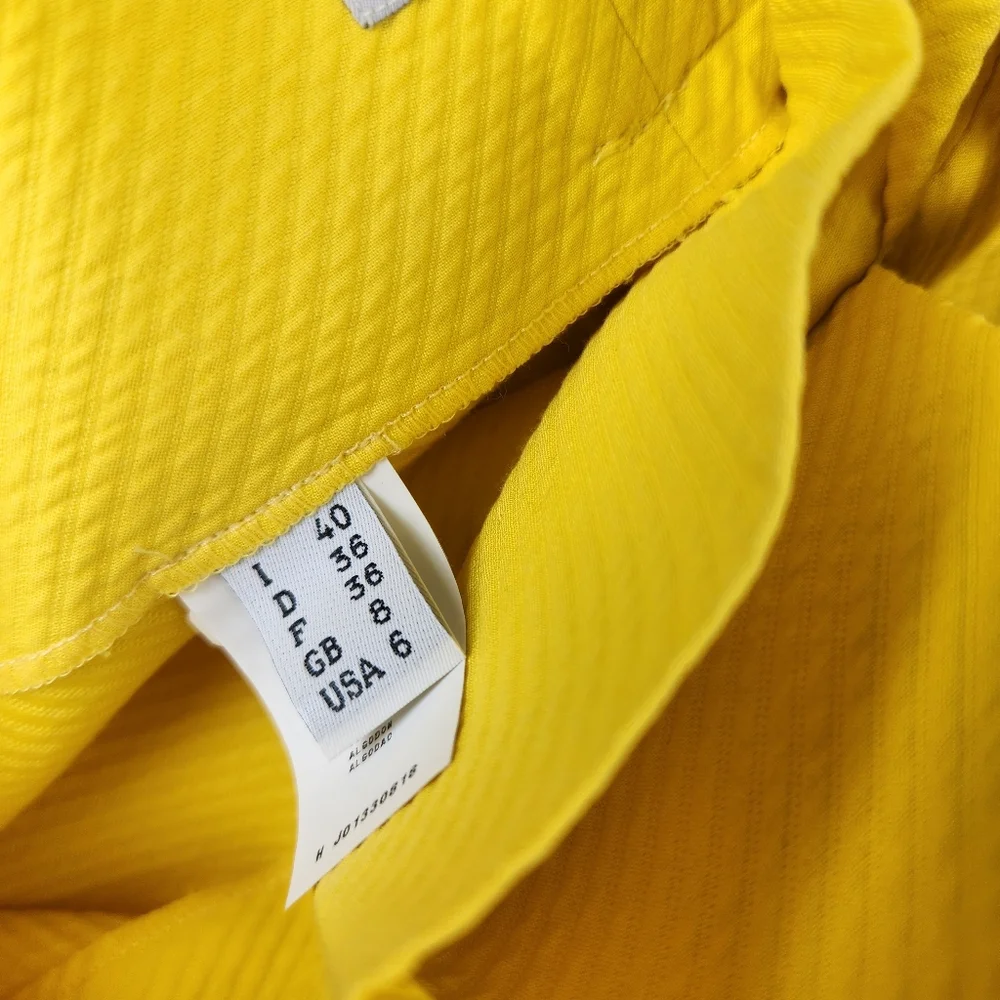 Vintage 90s Moschino Yellow Textured A Line Belted Skirt Leather Trim - Picture 6 of 7